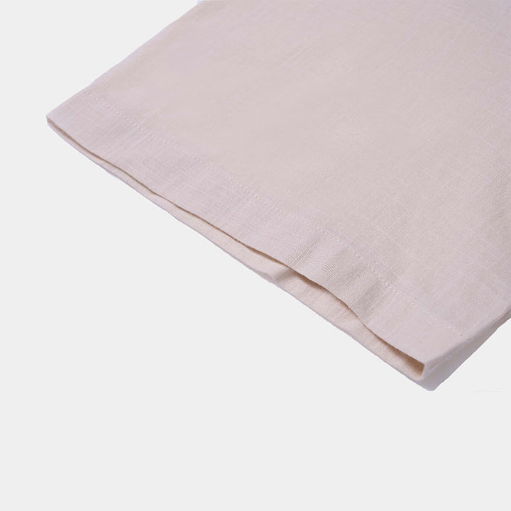 Chemise d'été en coton et lin à manches courtes et demi-boutons pour homme, couleur unie, motif Buddha Stones