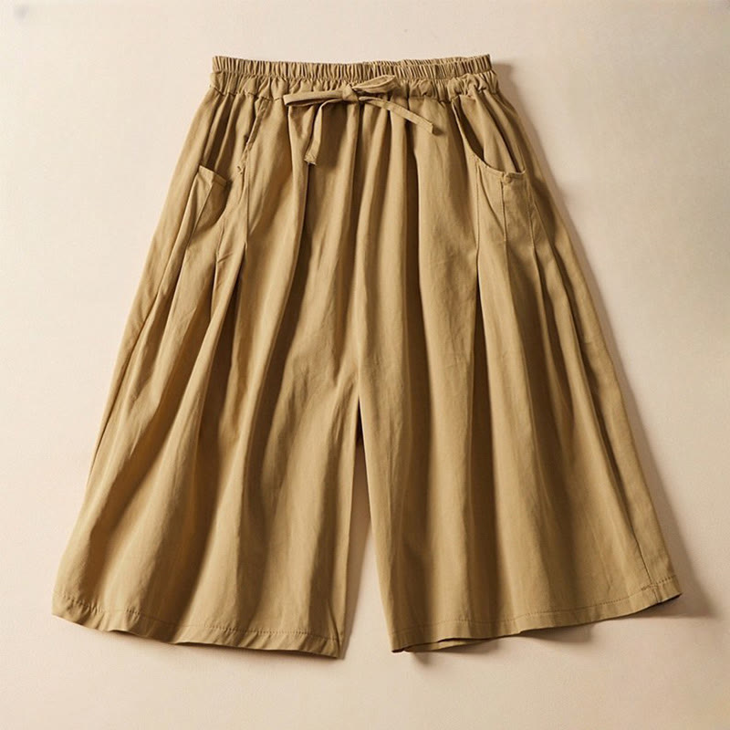 Short décontracté en coton avec cordon de serrage et poches pour femme Motif Buddha Stones - verge d'or - US8-10，UK/AU12-14，EU40-42 (2XL) - image 0
