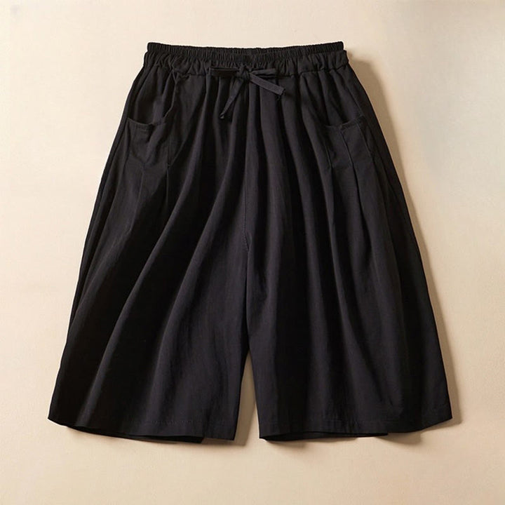 Short décontracté en coton avec cordon de serrage et poches pour femme Motif Buddha Stones - Noir - US8-10，UK/AU12-14，EU40-42 (2XL) - image 7