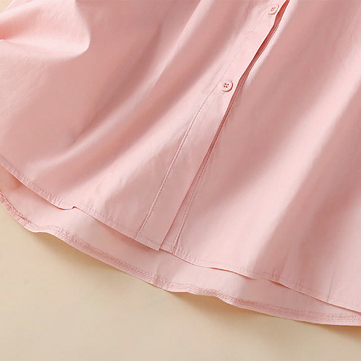 Chemise décontractée en coton et lin à manches trois-quarts pour femme, motif Buddha Stones, broderie florale et trou - image 3