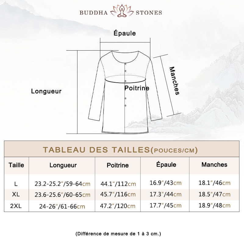 Chemisier décontracté à col rond Buddha Stones, chemise à manches longues brodée, haut en coton et lin, chemises pour femmes - image 5