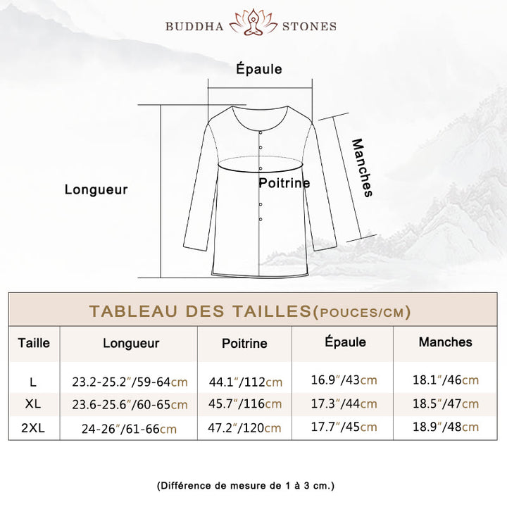 Chemisier décontracté à col rond Buddha Stones, chemise à manches longues brodée, haut en coton et lin, chemises pour femmes - image 5