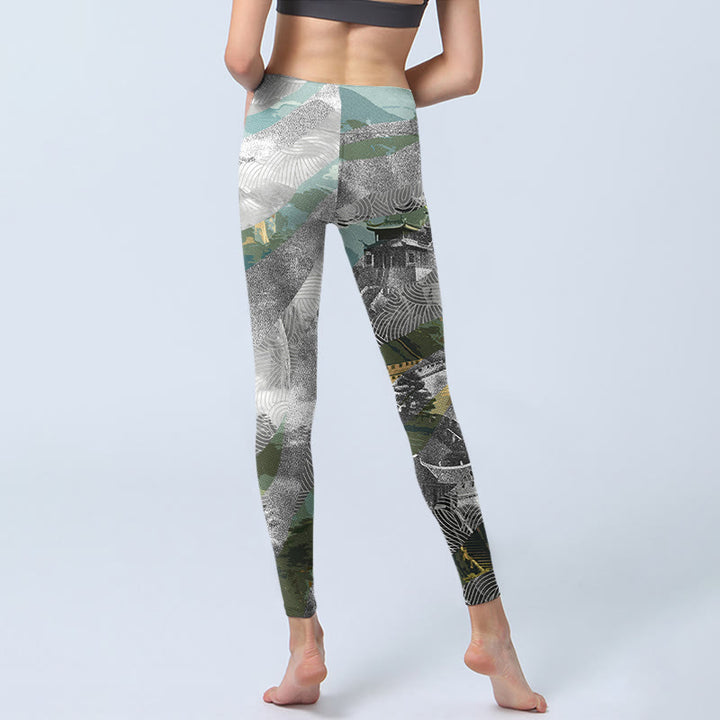 Leggings de sport et de fitness pour femme, imprimé Buddha Stones, style ancien, Grande Muraille - image 7