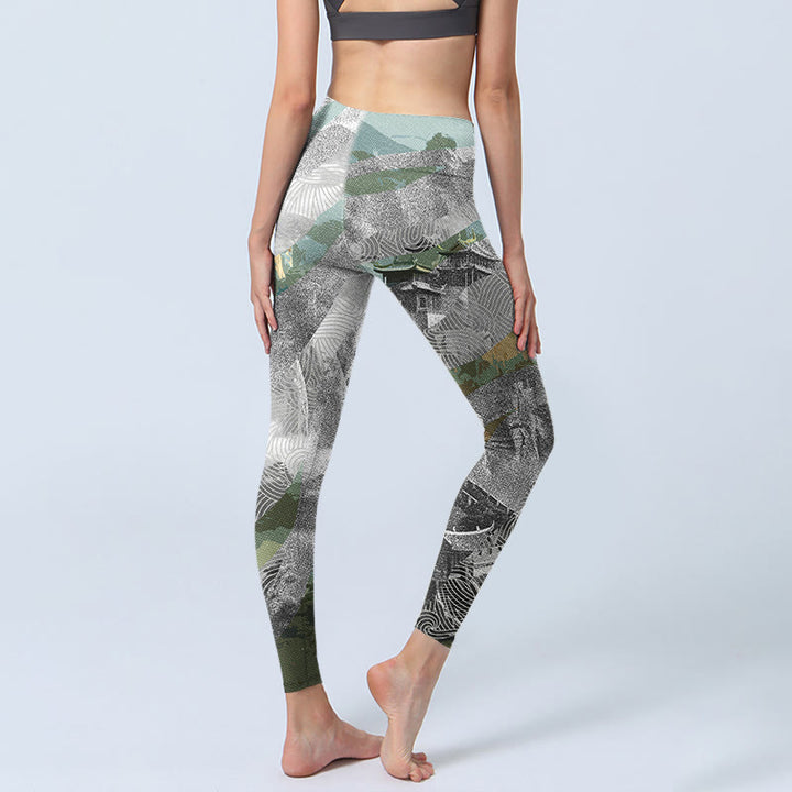 Leggings de sport et de fitness pour femme, imprimé Buddha Stones, style ancien, Grande Muraille - image 5