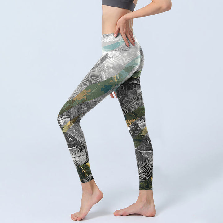 Leggings de sport et de fitness pour femme, imprimé Buddha Stones, style ancien, Grande Muraille - image 3