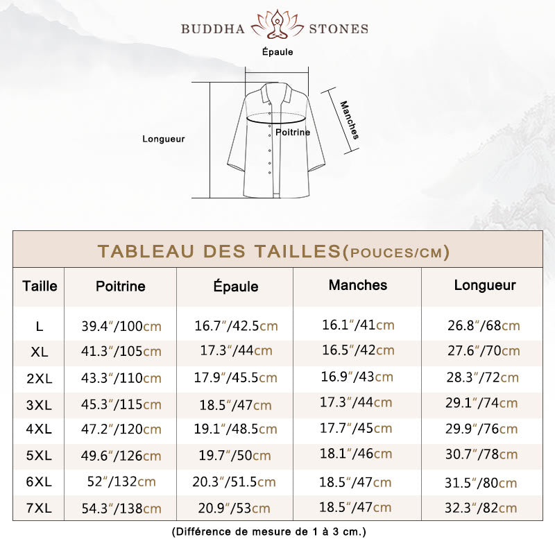 Chemise décontractée à manches trois-quarts et boutons sur le devant pour homme avec motif Buddha Stones - image 11