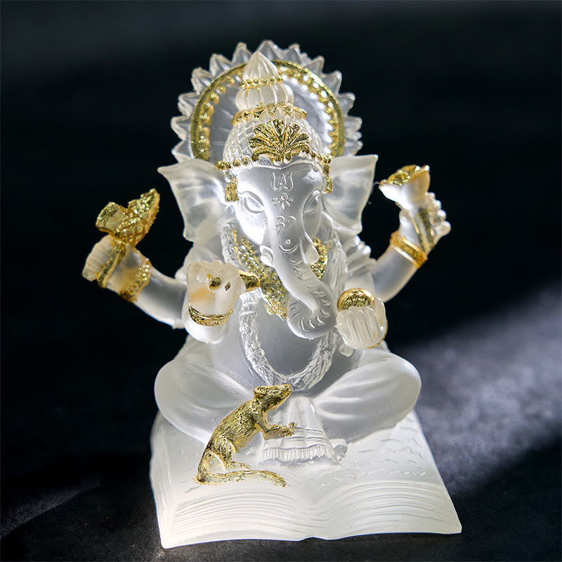 Buddha Stones transparente blanche, Ganesh Ganpati, éléphant, protection, décoration de la maison en résine - Blanc transparent - 6*6*9 cm - image 0