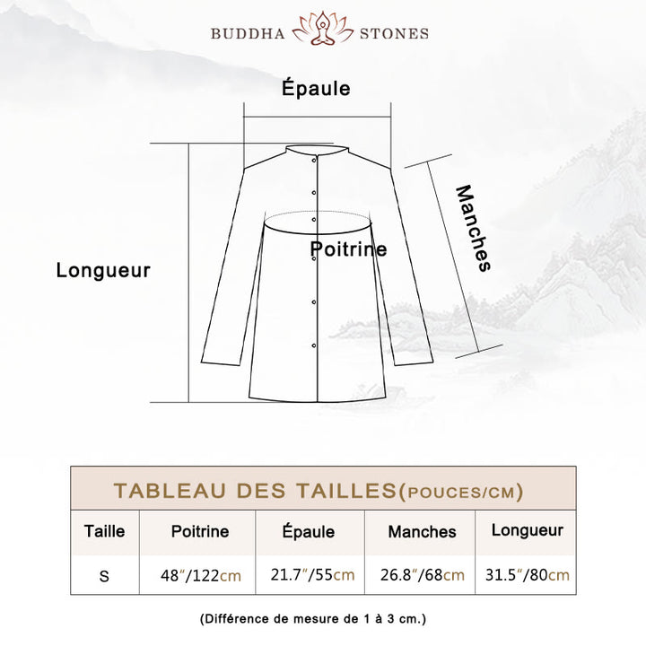 Manteau uni à manches longues avec Buddha Stones, veste, haut, pantalon large, vêtements de méditation, de yoga, de tai-chi zen - image 7