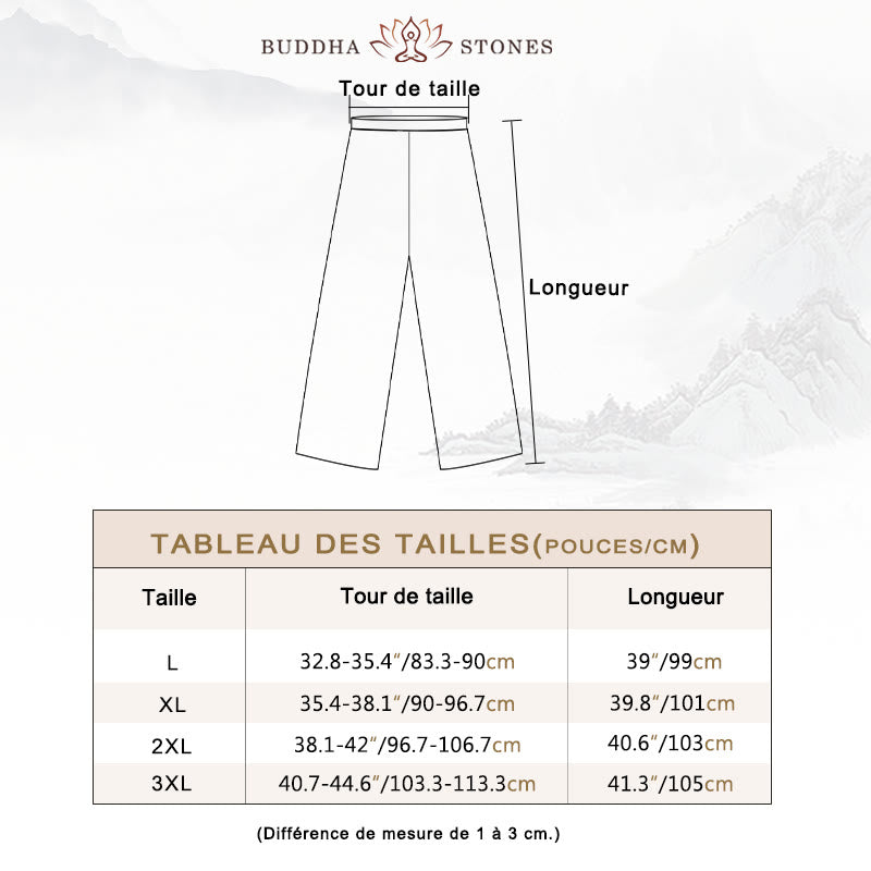 Ensemble de vêtements 2 pièces pour homme avec chemise à manches longues et pantalon et boutons en forme de Buddha Stones et de dragon