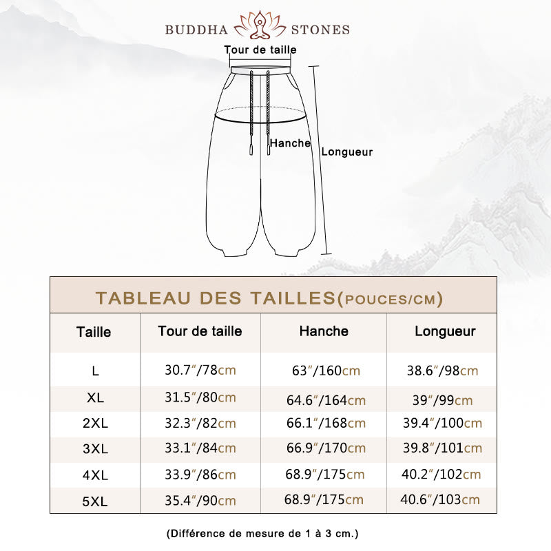 Pantalon Buddha Stones côtelé de couleur unie avec cordon de serrage et poches pour homme - image 5