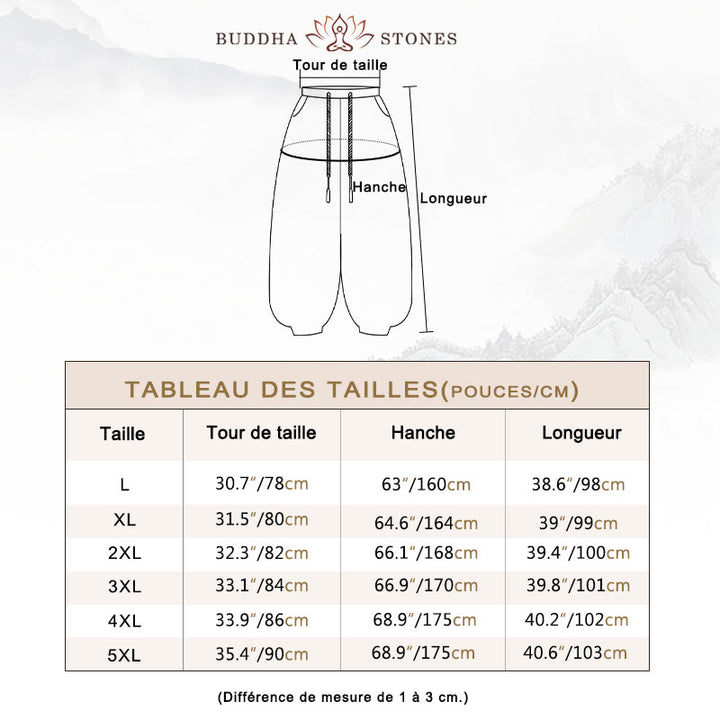 Pantalon Buddha Stones côtelé de couleur unie avec cordon de serrage et poches pour homme - image 5