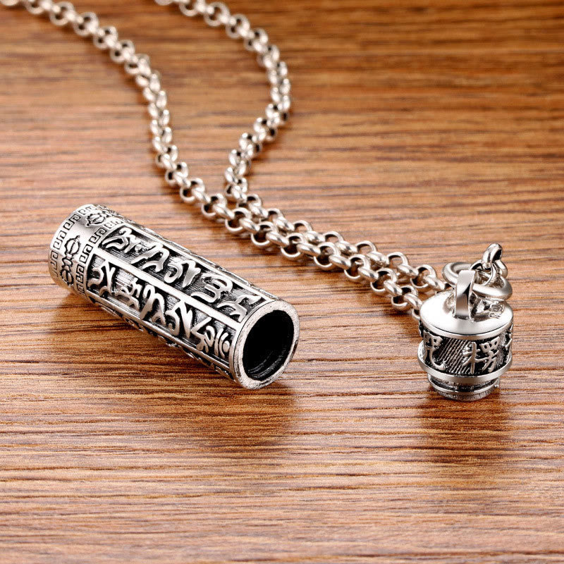 Collier pendentif tibétain en Buddha Stones Om Mani Padme Hum en argent plaqué cuivre Shurangama Mantra Vajra motif paix - image 3
