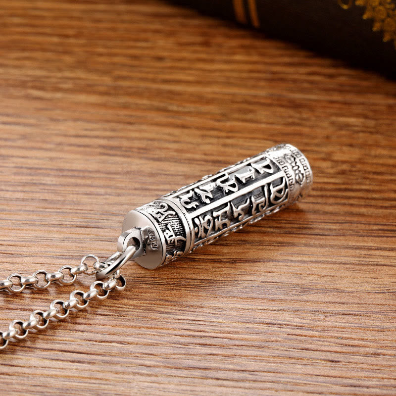 Collier pendentif tibétain en Buddha Stones Om Mani Padme Hum en argent plaqué cuivre Shurangama Mantra Vajra motif paix - image 2