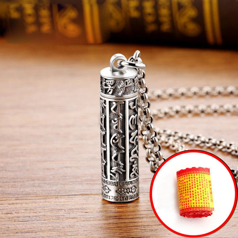 Collier pendentif tibétain en Buddha Stones Om Mani Padme Hum en argent plaqué cuivre Shurangama Mantra Vajra motif paix - image 4