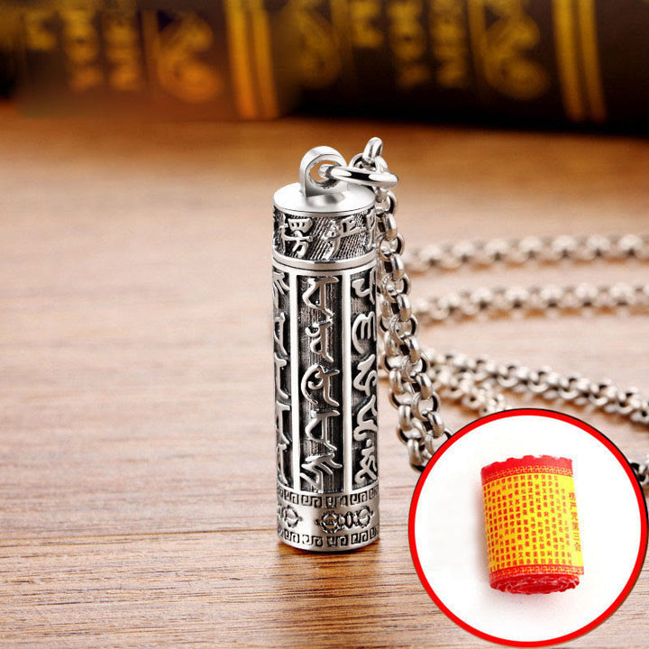 Collier pendentif tibétain en Buddha Stones Om Mani Padme Hum en argent plaqué cuivre Shurangama Mantra Vajra motif paix - image 4