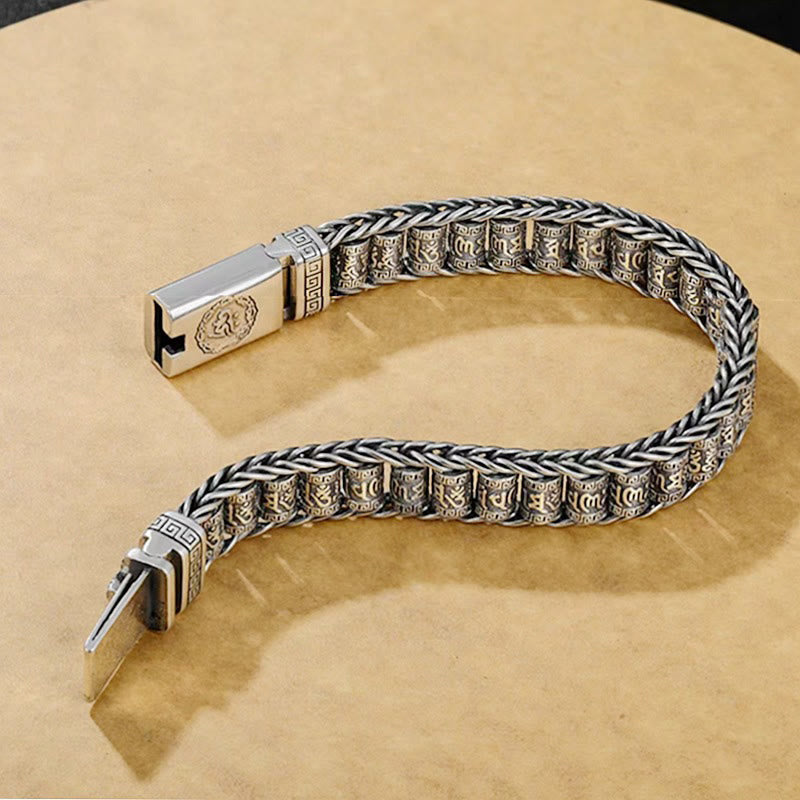 Bracelet tibétain en cuivre avec Buddha Stones et boucle Om Mani Padme Hum Peace Metal - image 3