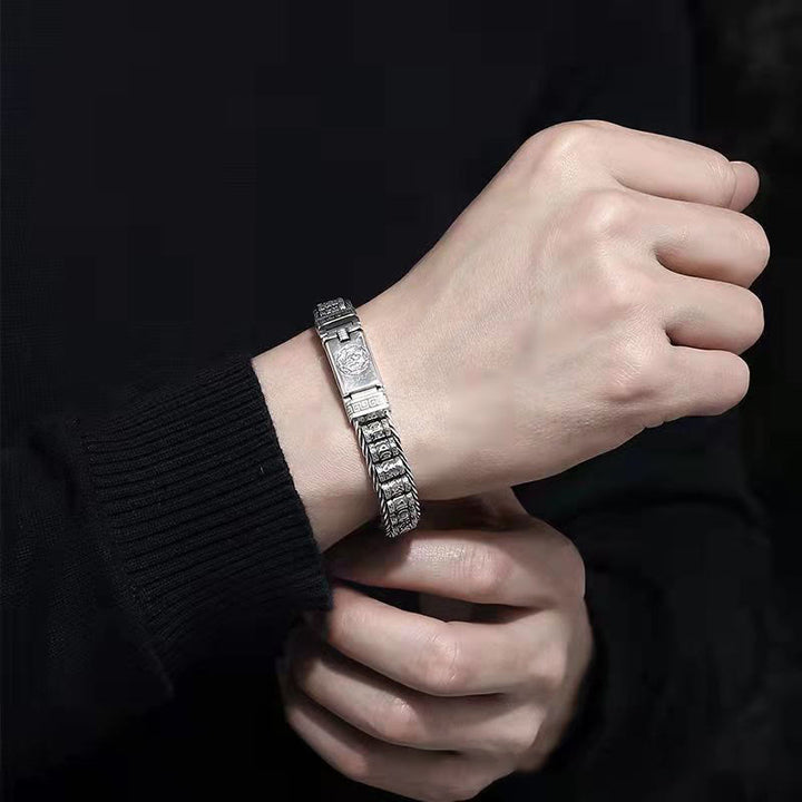 Bracelet tibétain en cuivre avec Buddha Stones et boucle Om Mani Padme Hum Peace Metal - image 4