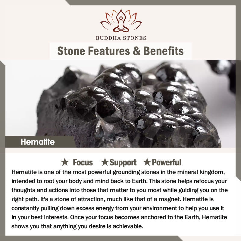 Bracelet puissant en charoïte et hématite avec Buddha Stones pour vivre l'instant présent