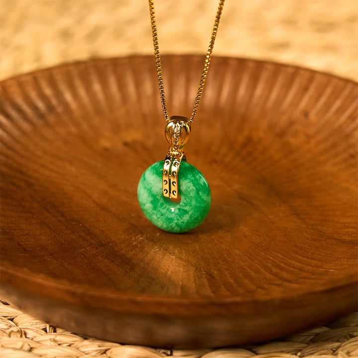Collier pendentif porte-bonheur en jade cyan avec Buddha Stones