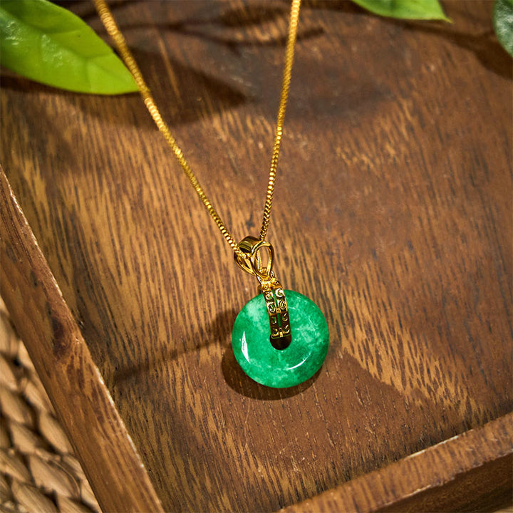 Collier pendentif porte-bonheur en jade cyan avec Buddha Stones