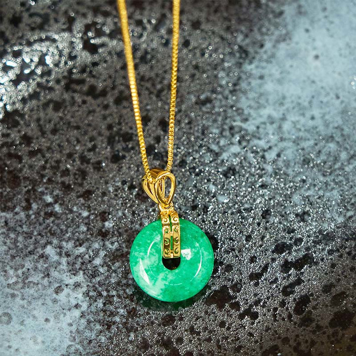 Collier pendentif porte-bonheur en jade cyan avec Buddha Stones