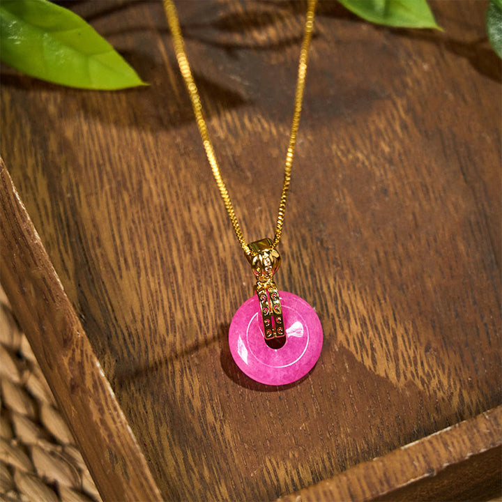 Buddha Stones pendentif en jade violet avec boucle de paix et bonheur