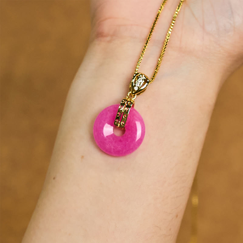 Buddha Stones pendentif en jade violet avec boucle de paix et bonheur