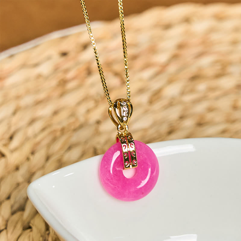 Buddha Stones pendentif en jade violet avec boucle de paix et bonheur