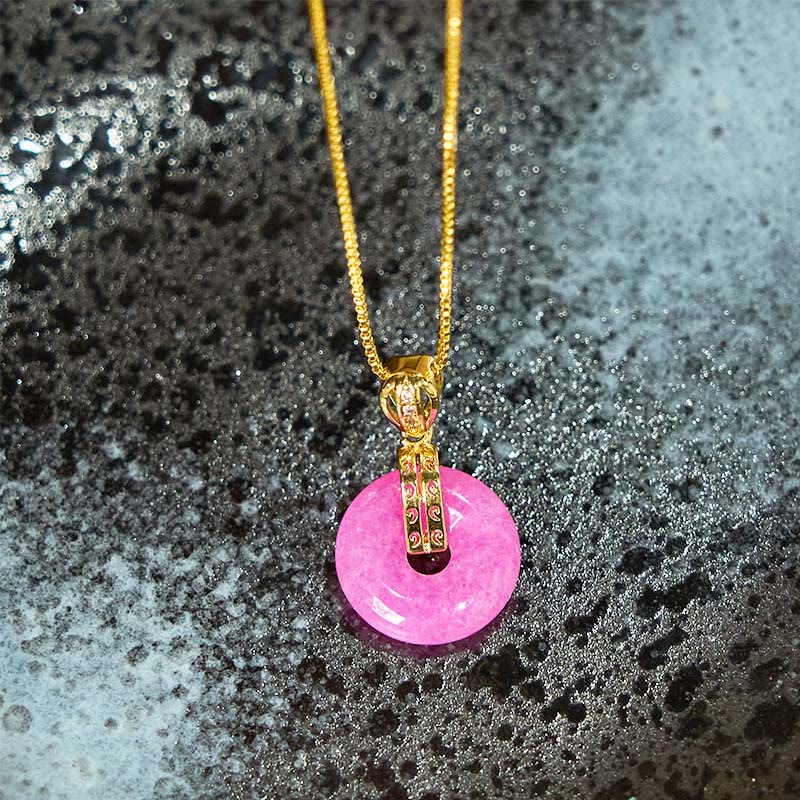Buddha Stones pendentif en jade violet avec boucle de paix et bonheur