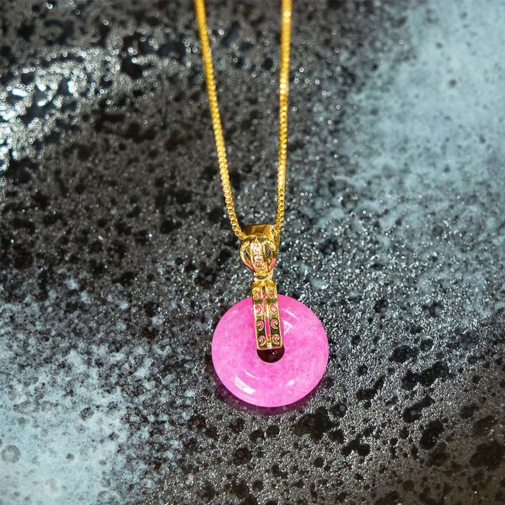Buddha Stones pendentif en jade violet avec boucle de paix et bonheur