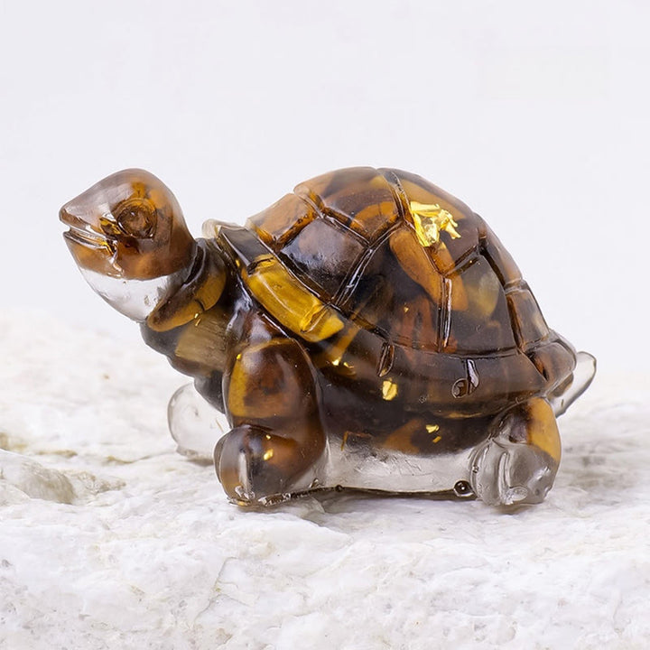 Statue de tortue en résine, Buddha Stones, cristal naturel, goutte à goutte, décoration - Œil de tigre (27*50 mm) - image 16