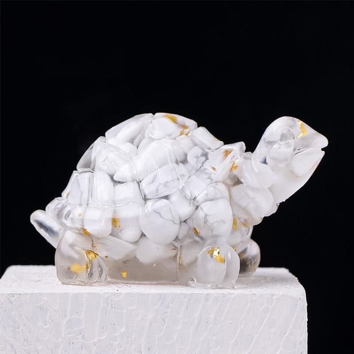 Statue de tortue en résine, Buddha Stones, cristal naturel, goutte à goutte, décoration - Turquoise blanche - image 15
