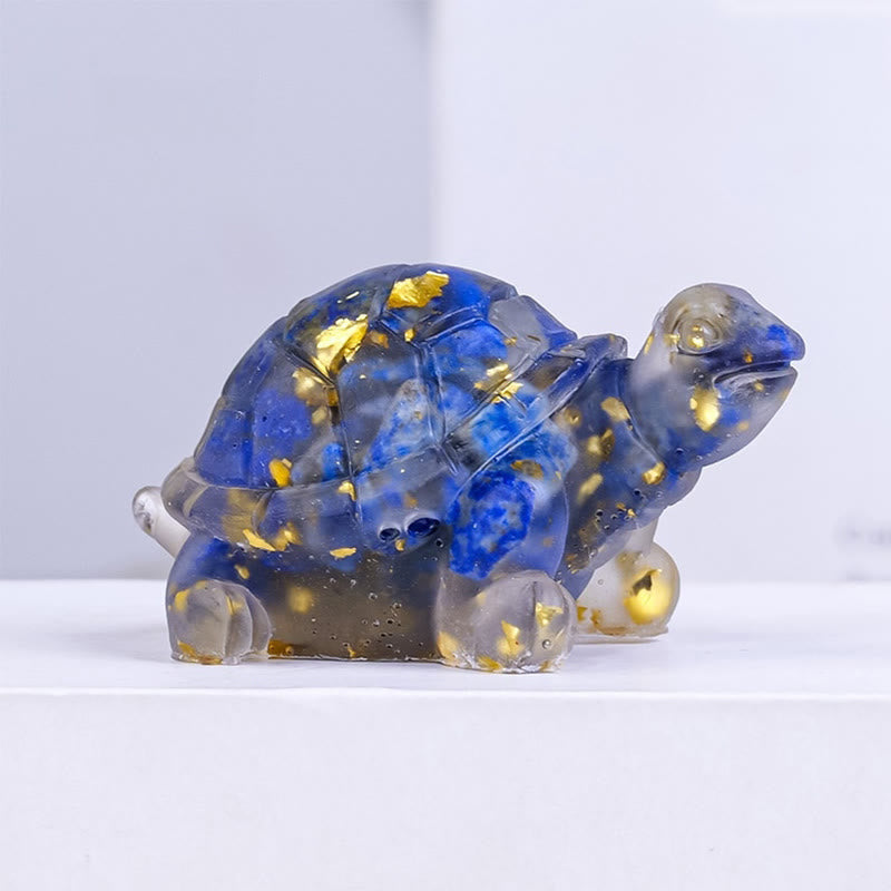 Statue de tortue en résine, Buddha Stones, cristal naturel, goutte à goutte, décoration - Lazurite (27*50 mm) - image 8