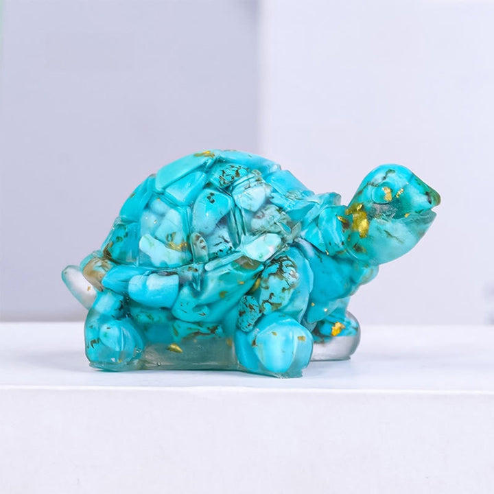 Statue de tortue en résine, Buddha Stones, cristal naturel, goutte à goutte, décoration - Turquoise - image 12