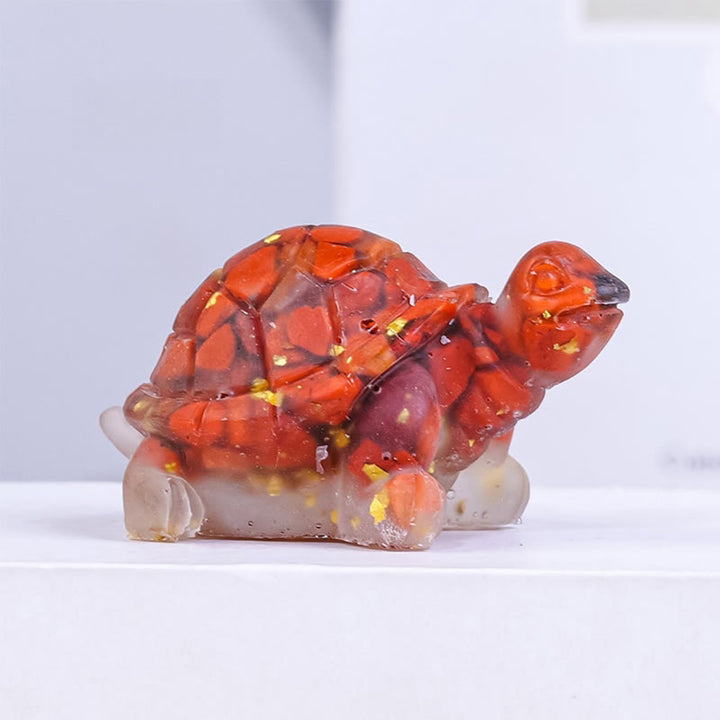 Statue de tortue en résine, Buddha Stones, cristal naturel, goutte à goutte, décoration - Jaspe rouge (27*50 mm) - image 10