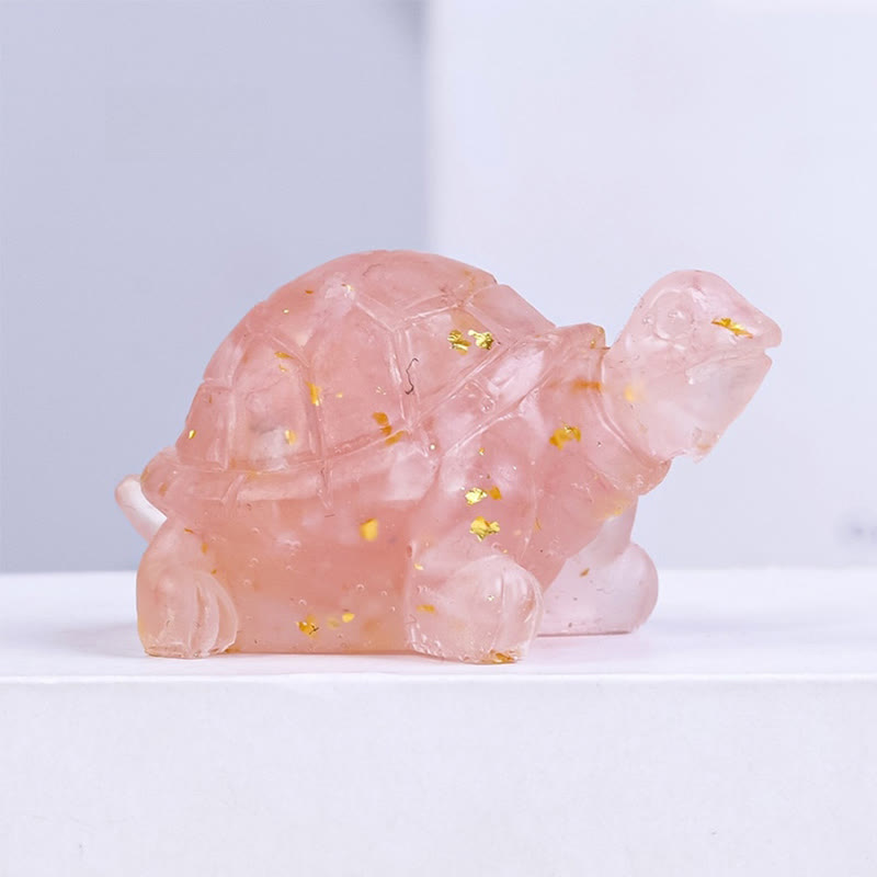 Statue de tortue en résine, Buddha Stones, cristal naturel, goutte à goutte, décoration - Cristal rose (27*50 mm) - image 4