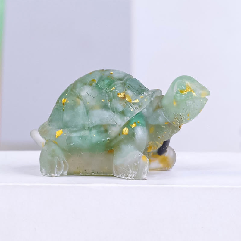 Statue de tortue en résine, Buddha Stones, cristal naturel, goutte à goutte, décoration - Aventurine verte (27*50 mm) - image 6