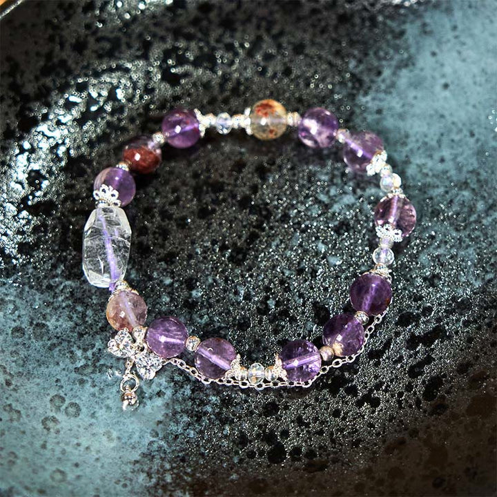 Bracelet de sagesse en Buddha Stones , nœud fantôme violet naturel