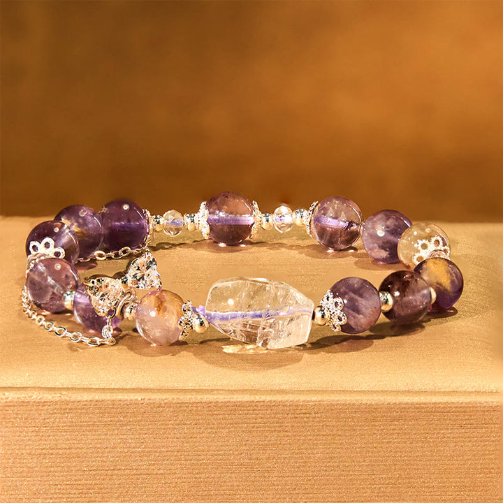 Bracelet de sagesse en Buddha Stones , nœud fantôme violet naturel