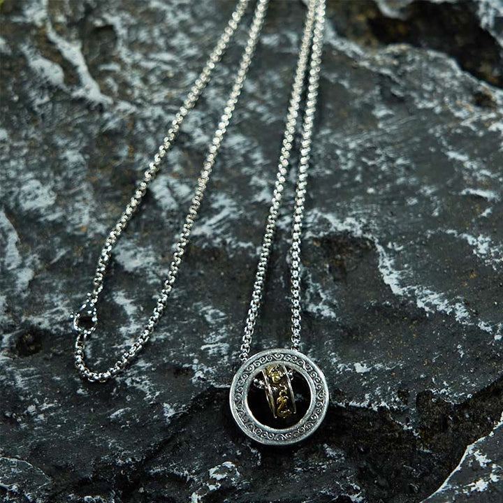 Collier pendentif rotatif à double anneau PiXiu avec boucle de paix et de richesse en Buddha Stones - image 5