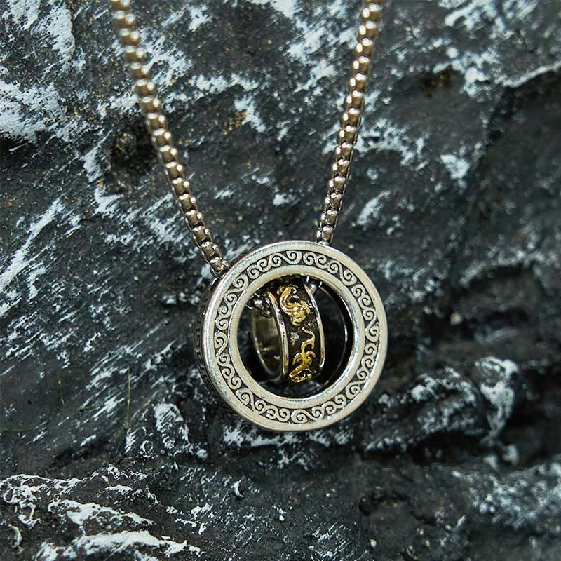 Collier pendentif rotatif à double anneau PiXiu avec boucle de paix et de richesse en Buddha Stones - image 6
