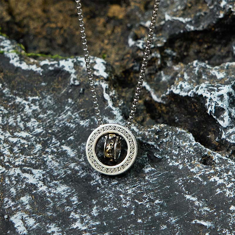 Collier pendentif rotatif à double anneau PiXiu avec boucle de paix et de richesse en Buddha Stones - image 11