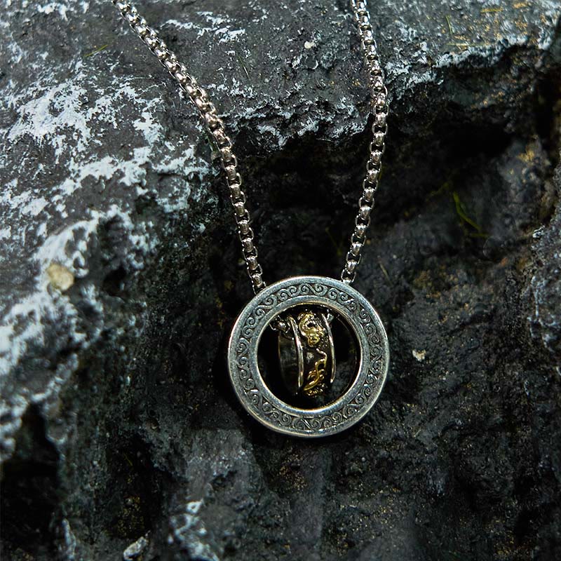 Collier pendentif rotatif à double anneau PiXiu avec boucle de paix et de richesse en Buddha Stones - image 13