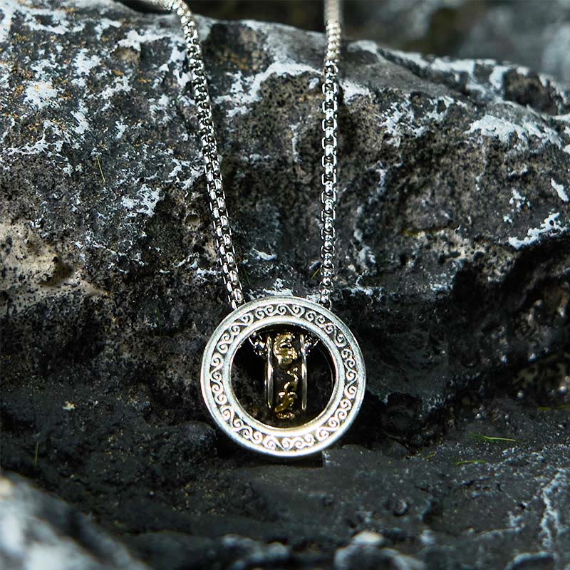 Collier pendentif rotatif à double anneau PiXiu avec boucle de paix et de richesse en Buddha Stones - image 9