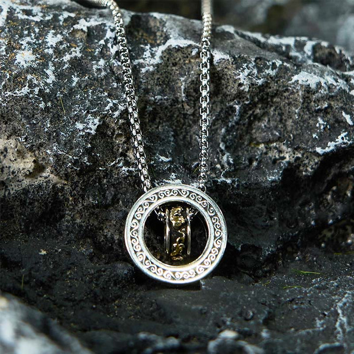 Collier pendentif rotatif à double anneau PiXiu avec boucle de paix et de richesse en Buddha Stones - image 9