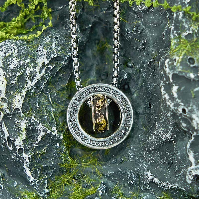 Collier pendentif rotatif à double anneau PiXiu avec boucle de paix et de richesse en Buddha Stones - image 14