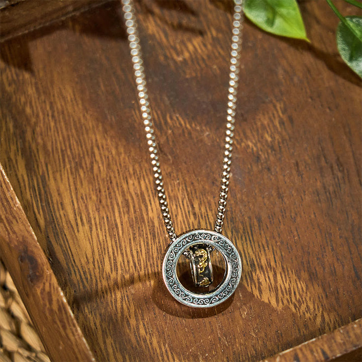 Collier pendentif rotatif à double anneau PiXiu avec boucle de paix et de richesse en Buddha Stones - image 4