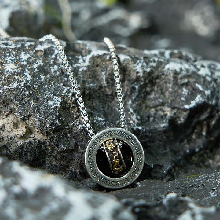 Collier pendentif rotatif à double anneau PiXiu avec boucle de paix et de richesse en Buddha Stones - image 10