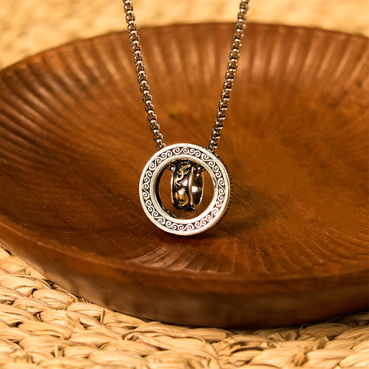Collier pendentif rotatif à double anneau PiXiu avec boucle de paix et de richesse en Buddha Stones - image 15