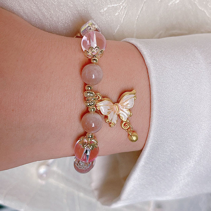 Bracelet de paix papillon en pierre de soleil améthyste naturelle de Buddha Stones
